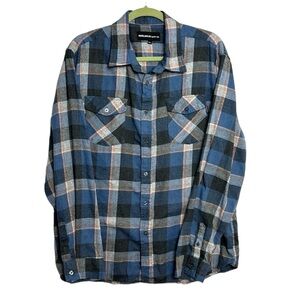 MOLOKAI Surf Co. blue flannel button down shirt size XXL 2XL cotton blend casual